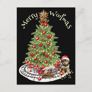 Merry Woofmas Dog Design - Rottweiler Postkarte