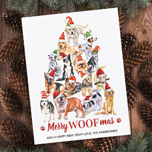 Merry Woofmas Dog Lover Christmas Tree Business Feiertagspostkarte