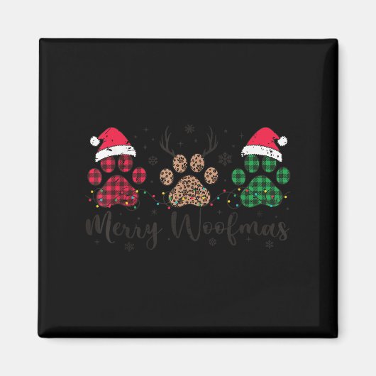 Merry Woofmas Dog Lover Retro Holiday Top Puppy Ch Magnet (Vorne)