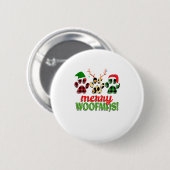 MERRY WOOFMAS Dog Paw Christmas Buffalo Button (Vorne & Hinten)