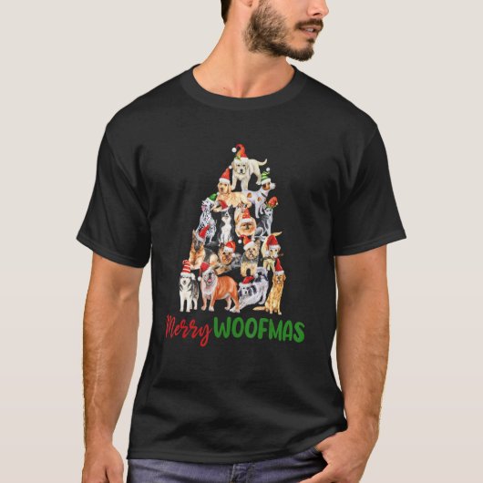 Merry Woofmas Dog Tree T-Shirt (Vorderseite)