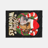 Merry Woofmas English Bulldog With Santa Claus Hat Fleecedecke (Vorderseite (Horizontal))