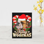 Merry Woofmas English Bulldog With Santa Claus Hat Karte (Gelbe Blume)