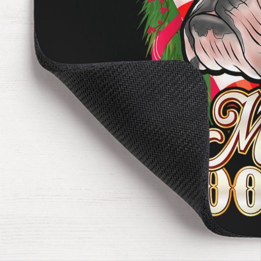 Merry Woofmas English Bulldog With Santa Claus Hat Mousepad (Ecke)