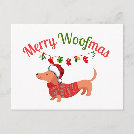 Merry WOOFmas Feiertagspostkarte (Vorderseite)