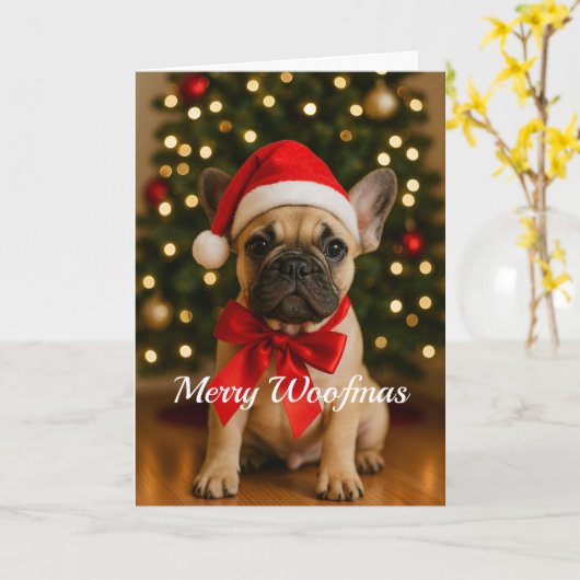 Merry Woofmas French Bulldog Christmas Card Karte (Gelbe Blume)