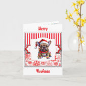 Merry Woofmas French Bulldog Gruß Karte (Gelbe Blume)