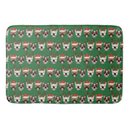 Merry Woofmas French Bulldogs Christmas Heads Badematte