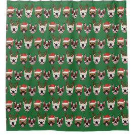 Merry Woofmas French Bulldogs Christmas Heads Duschvorhang