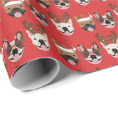 Merry Woofmas French Bulldogs Christmas Heads Geschenkpapier (Rolleneckpunkt)
