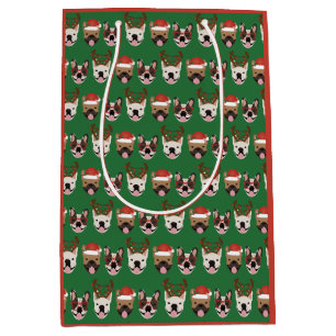 Merry Woofmas French Bulldogs Christmas Heads Mittlere Geschenktüte