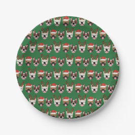 Merry Woofmas French Bulldogs Christmas Heads Pappteller