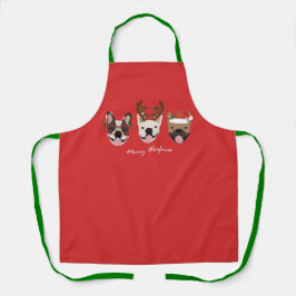 Merry Woofmas French Bulldogs Christmas Heads Schürze