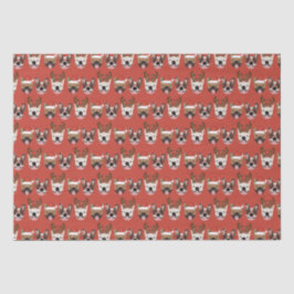 Merry Woofmas French Bulldogs Christmas Heads Seidenpapier