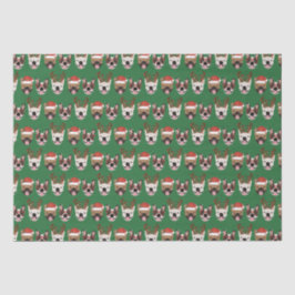 Merry Woofmas French Bulldogs Christmas Heads Seidenpapier