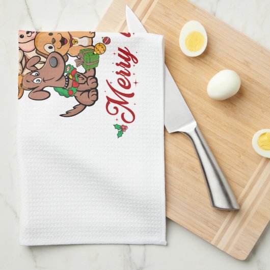 Merry Woofmas Geschirrtuch (Viertel Falte)