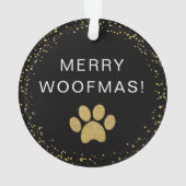 Merry Woofmas Gold Glitzer Dog Pet Foto Ornament (Rückseite)