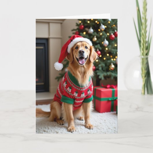 Merry Woofmas Golden Retriever Karte (Vorderseite)