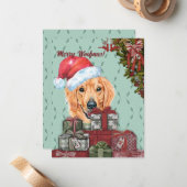 Merry Woofmas!Golden Retriever Weihnachtsmannmütze Mitteilungskarte (Vorderseite/Rückseite Beispiel)