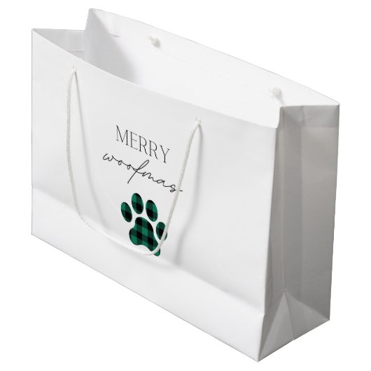 Merry Woofmas Große Geschenktüte (Vorderseite Schrägansicht)