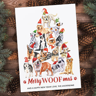 Merry Woofmas Hund Lover Christmas Tree Hunde Feiertagskarte