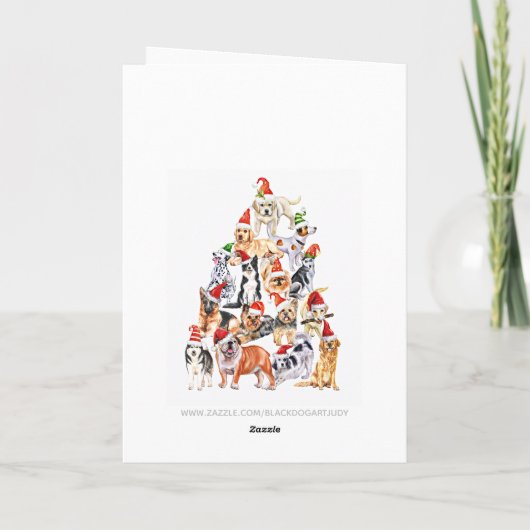 Merry Woofmas Hund Lover Christmas Tree Hunde Karte (Rückseite)