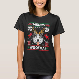 Merry Woofmas Husky Weihnachtshund Lover Xmas Gesc T-Shirt