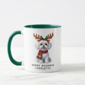 Merry Woofmas Maltese Dog Weihnachtskaffee Tasse (Links)