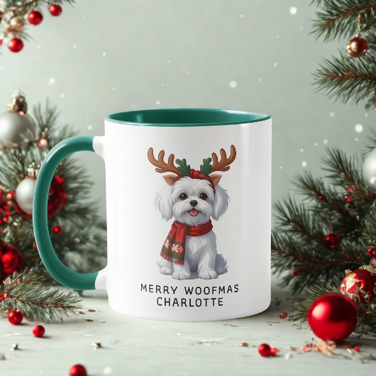 Merry Woofmas Maltese Dog Weihnachtskaffee Tasse