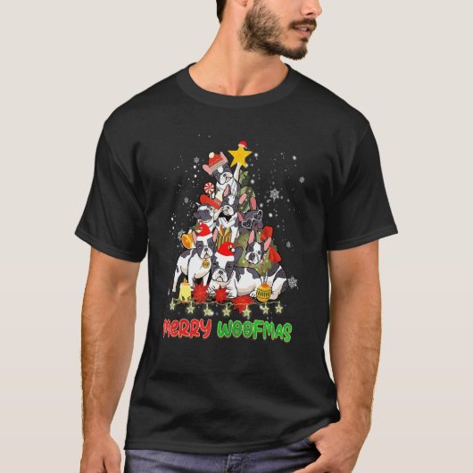 Merry Woofmas Merry Christmas For Boston Terrier D T-Shirt (Vorderseite)