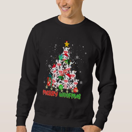 Merry Woofmas Merry Christmas For Cow Sweatshirt (Vorderseite)
