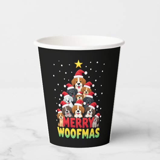 Merry Woofmas - Merry Christmas For Dog Lovers (1) Pappbecher (Vorderseite)