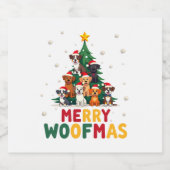 Merry Woofmas - Merry Christmas For Dog Lovers (1) Schaumweinetikett (Einzelnes Label)