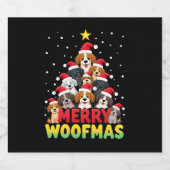 Merry Woofmas - Merry Christmas For Dog Lovers (1) Schaumweinetikett (Einzelnes Label)