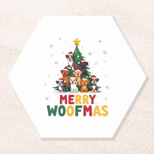 Merry Woofmas - Merry Christmas For Dog Lovers (1) Untersetzer (Vorderseite)