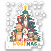 Merry Woofmas - Merry Christmas For Dog Lovers (2) Aufkleber (Vorderseite)