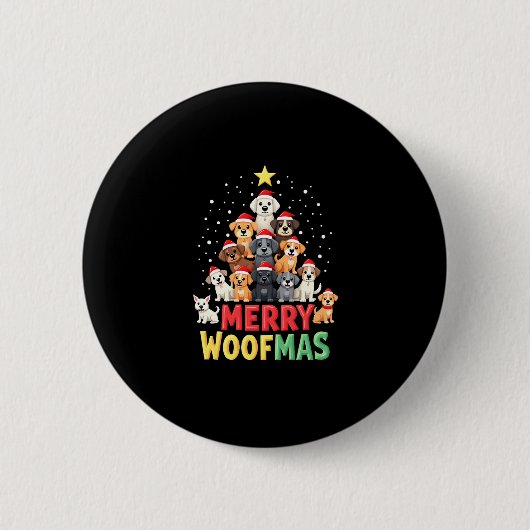 Merry Woofmas - Merry Christmas For Dog Lovers (2) Button (Vorderseite)