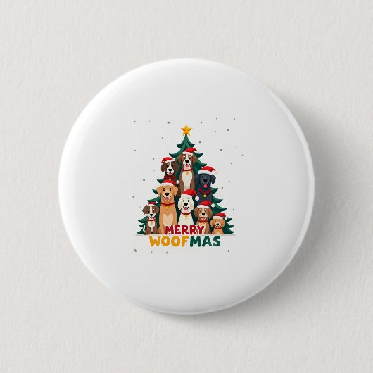 Merry Woofmas - Merry Christmas For Dog Lovers (2) Button (Vorderseite)