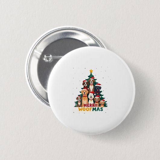 Merry Woofmas - Merry Christmas For Dog Lovers (2) Button (Vorne & Hinten)