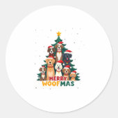 Merry Woofmas - Merry Christmas For Dog Lovers (2) Runder Aufkleber (Vorderseite)