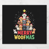 Merry Woofmas - Merry Christmas For Dog Lovers (2) Schaumweinetikett (Einzelnes Label)