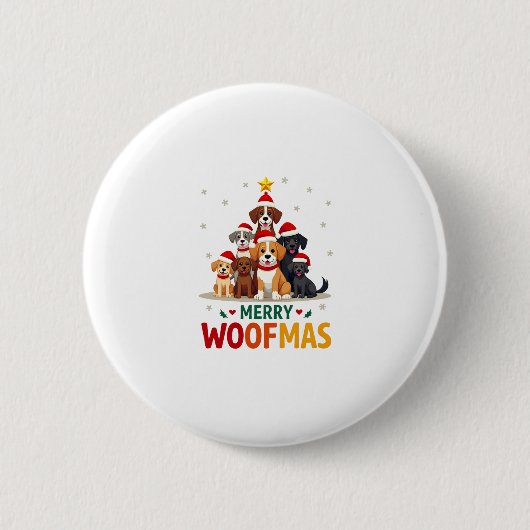Merry Woofmas - Merry Christmas For Dog Lovers (3) Button (Vorderseite)