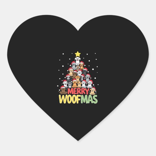 Merry Woofmas - Merry Christmas For Dog Lovers (3) Herz-Aufkleber (Vorderseite)
