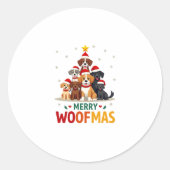 Merry Woofmas - Merry Christmas For Dog Lovers (3) Runder Aufkleber (Vorderseite)