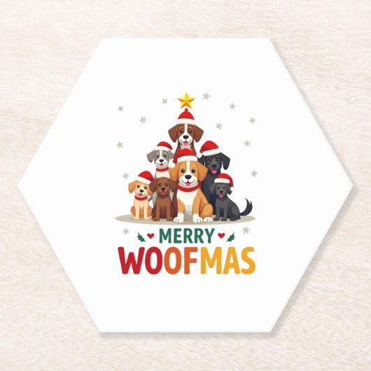 Merry Woofmas - Merry Christmas For Dog Lovers (3) Untersetzer (Vorderseite)