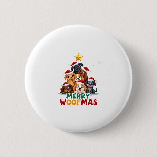 Merry Woofmas - Merry Christmas For Dog Lovers (4) Button (Vorderseite)