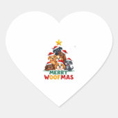 Merry Woofmas - Merry Christmas For Dog Lovers (4) Herz-Aufkleber (Vorderseite)
