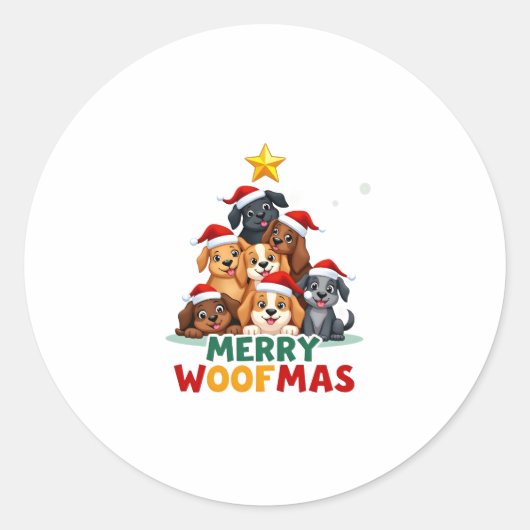 Merry Woofmas - Merry Christmas For Dog Lovers (4) Runder Aufkleber (Vorderseite)
