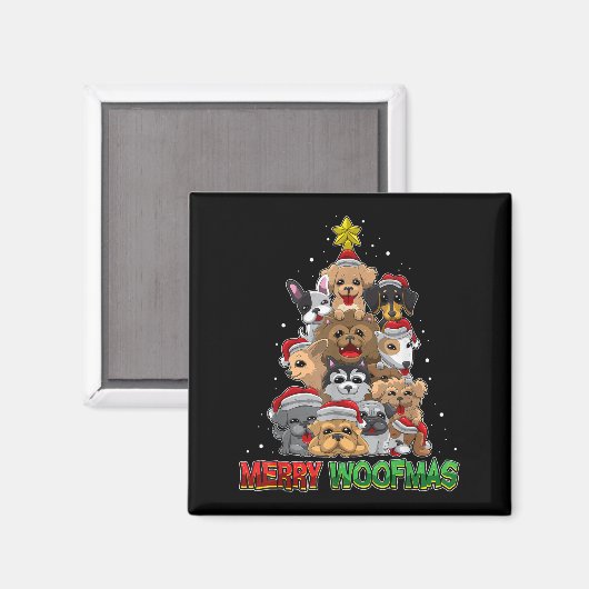 Merry Woofmas - Merry Christmas For Dog Lovers Magnet (Vorderseite/Rückseite)