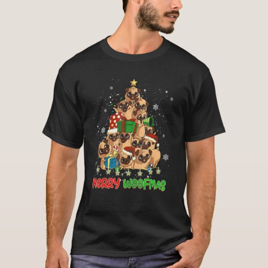 Merry Woofmas Merry Christmas For PUG Dog T-Shirt (Vorderseite)